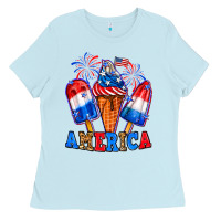 Baby Blue 4th of July America ice creams Ladies Tee - Neo Western