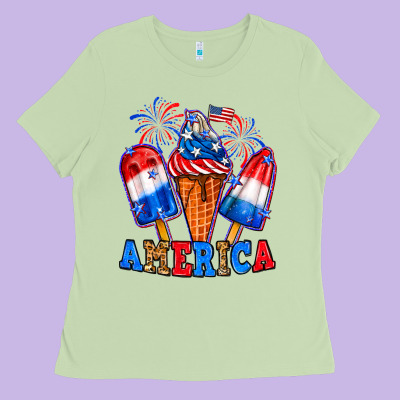 4th Of July America Ice Creams Ladies Tee Designed By Neo Western