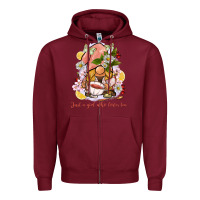 Burgundy just a girl who loves tea gnome Zipper Hoodie - BarkalooDesign