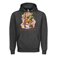 Charcoal Heather just a girl who loves tea gnome Zipper Hoodie - BarkalooDesign