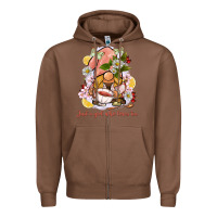 Chestnut just a girl who loves tea gnome Zipper Hoodie - BarkalooDesign