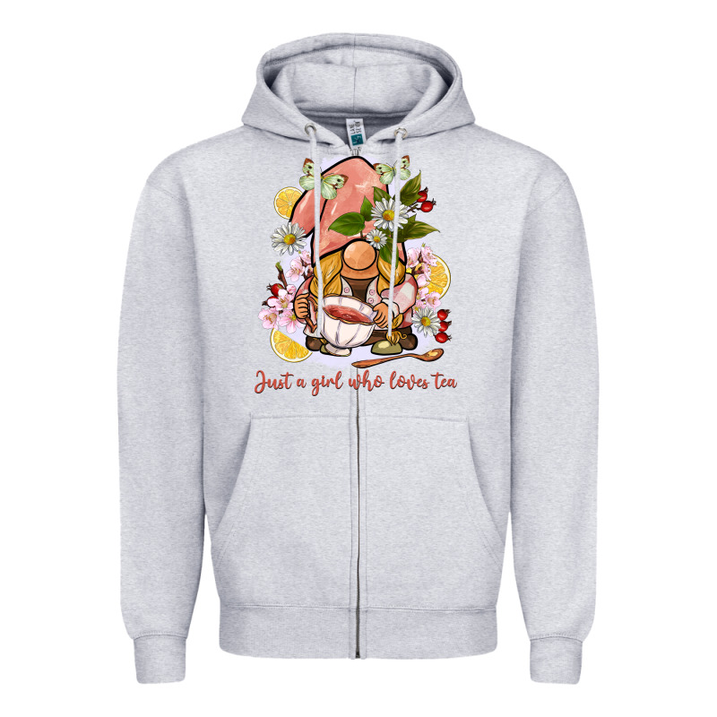Just A Girl Who Loves Tea Gnome Zipper Hoodie by BarkalooDesign | Teevron