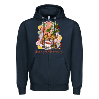 Navy just a girl who loves tea gnome Zipper Hoodie - BarkalooDesign