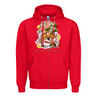 Red just a girl who loves tea gnome Zipper Hoodie - BarkalooDesign