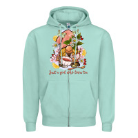 Seafoam just a girl who loves tea gnome Zipper Hoodie - BarkalooDesign