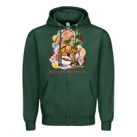 Sports Green just a girl who loves tea gnome Zipper Hoodie - BarkalooDesign