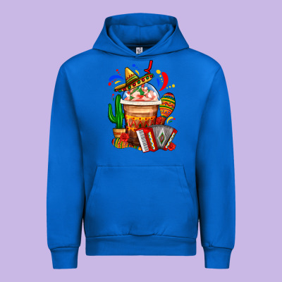 Mexican Frappe With Cactus Sombrero And Maracas Urban Hoodie Designed By Fadigitalartstudio