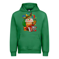 Emerald Mexican Frappe With Cactus Sombrero And Maracas Urban Hoodie - FaDigitalArtStudio