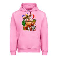 Fuchsia Pink Mexican Frappe With Cactus Sombrero And Maracas Urban Hoodie - FaDigitalArtStudio