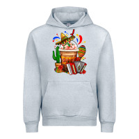 Heather Grey Mexican Frappe With Cactus Sombrero And Maracas Urban Hoodie - FaDigitalArtStudio