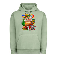 Pigment Oil Green Mexican Frappe With Cactus Sombrero And Maracas Urban Hoodie - FaDigitalArtStudio