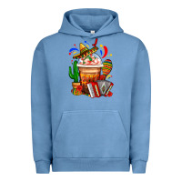 Pigment Pebble Blue Mexican Frappe With Cactus Sombrero And Maracas Urban Hoodie - FaDigitalArtStudio