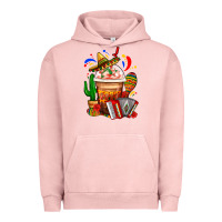 Pigment Salmon Mexican Frappe With Cactus Sombrero And Maracas Urban Hoodie - FaDigitalArtStudio