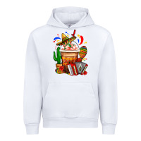 White Mexican Frappe With Cactus Sombrero And Maracas Urban Hoodie - FaDigitalArtStudio