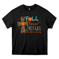 Black fall for jesus he never leaves Heavy Core Tee - CowhideDigitalArt