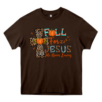 Chocolate Brown fall for jesus he never leaves Heavy Core Tee - CowhideDigitalArt