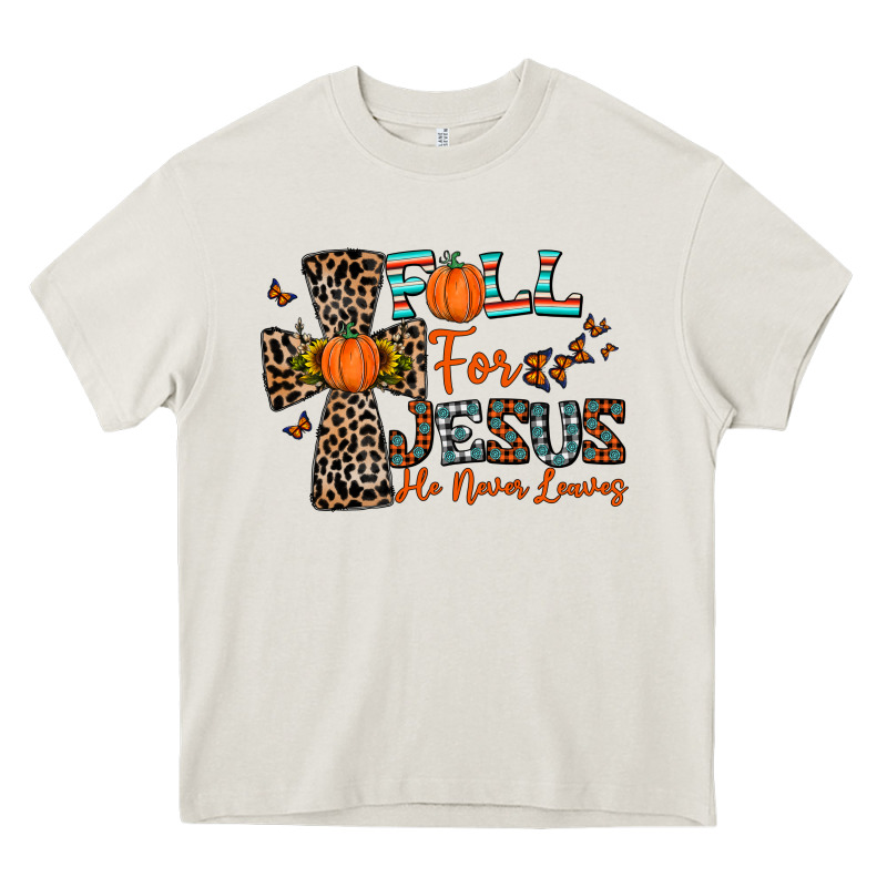 Fall For Jesus He Never Leaves Heavy Core Tee by CowhideDigitalArt | Teevron