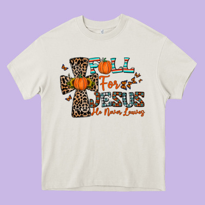Fall For Jesus He Never Leaves Heavy Core Tee Designed By Cowhidedigitalart