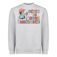 Heather Grey death by book hangover Heavyweight Sweatshirt - MaliasSmallBusiness