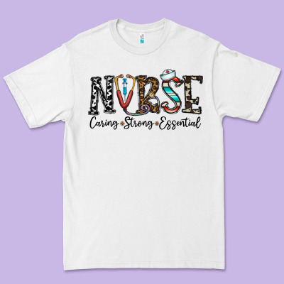 Nurse Caring Strong Essential Premium Tee Designed By Cowhidedigitalart