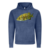 Vintage Denim Smallmouth Bass Fish Illustrations Vintage Hoodie - LillyAllenDesigns