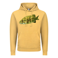 Vintage Mustard Smallmouth Bass Fish Illustrations Vintage Hoodie - LillyAllenDesigns
