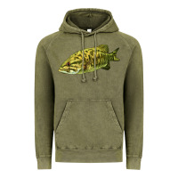 Vintage Olive Smallmouth Bass Fish Illustrations Vintage Hoodie - LillyAllenDesigns