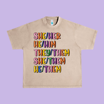 Lgbtq Pronouns Urban Heavy Tee Designed By Maliassmallbusiness