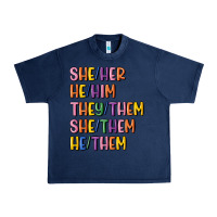 Navy lgbtq pronouns Urban Heavy Tee - MaliasSmallBusiness
