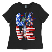 Black Love 4th of July with gnomes 4th of july Ladies Tee - CowGirlArtShop