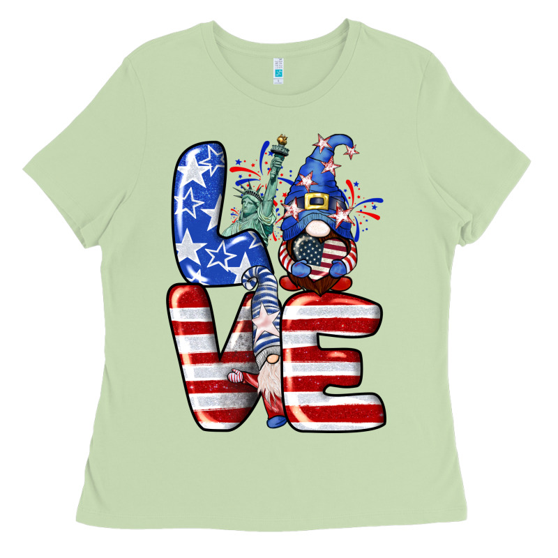 Love 4th Of July With Gnomes 4th Of July Ladies Tee by CowGirlArtShop | Teevron