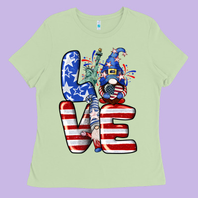 Love 4th Of July With Gnomes 4th Of July Ladies Tee Designed By Cowgirlartshop