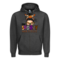 Charcoal Heather one spooky hair stylist Zipper Hoodie - BarkalooDesign