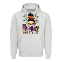 Dove Grey one spooky hair stylist Zipper Hoodie - BarkalooDesign
