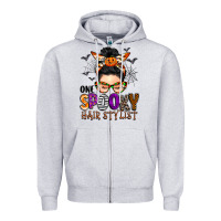 Heather Grey one spooky hair stylist Zipper Hoodie - BarkalooDesign