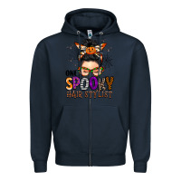 Navy one spooky hair stylist Zipper Hoodie - BarkalooDesign