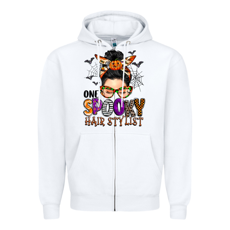 One Spooky Hair Stylist Zipper Hoodie by BarkalooDesign | Teevron