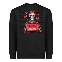 Black i steal hearts skeleton valentine's day Heavyweight Sweatshirt - MaliasSmallBusiness