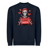 Navy i steal hearts skeleton valentine's day Heavyweight Sweatshirt - MaliasSmallBusiness