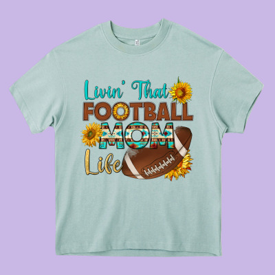 Livin' That Football Mom Life Heavy Core Tee Designed By Hra Design Shop