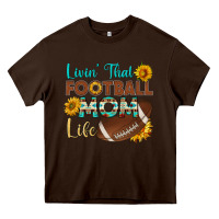 Chocolate Brown livin' that football mom life Heavy Core Tee - HRA Design Shop