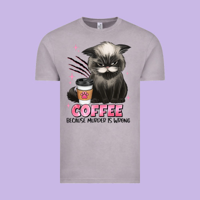 Coffee Because Murder Is Wrong Grumpy Cat Vintage Tee Designed By Jahusdesignshop