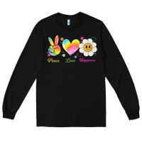 Black peace love happiness Long Sleeve Tee - NancyCooperArtShop