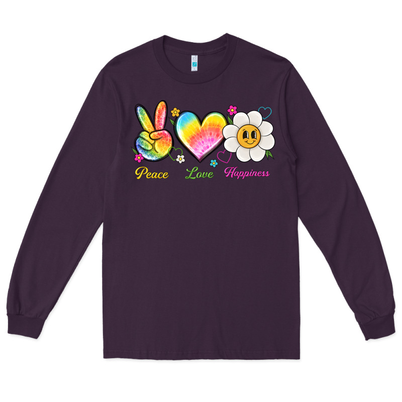 Peace Love Happiness Long Sleeve Tee by NancyCooperArtShop | Teevron