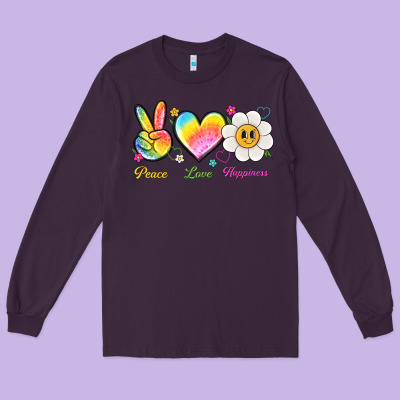 Peace Love Happiness Long Sleeve Tee Designed By Nancycooperartshop