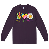 Plum peace love happiness Long Sleeve Tee - NancyCooperArtShop
