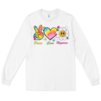 White peace love happiness Long Sleeve Tee - NancyCooperArtShop