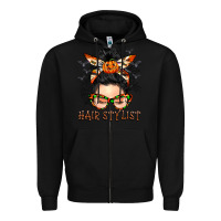 Black Hair stylist messy bun Zipper Hoodie - BarkalooDesign