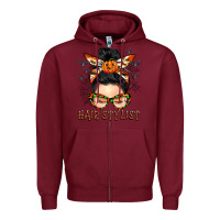 Burgundy Hair stylist messy bun Zipper Hoodie - BarkalooDesign