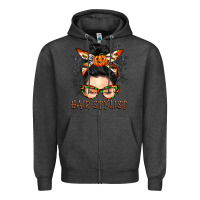Charcoal Heather Hair stylist messy bun Zipper Hoodie - BarkalooDesign